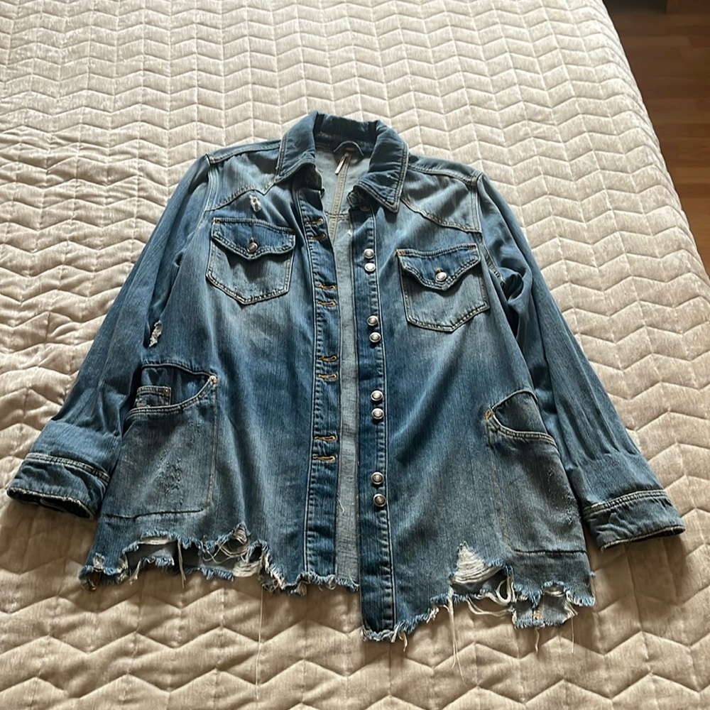 Free People Long Jean Jacket